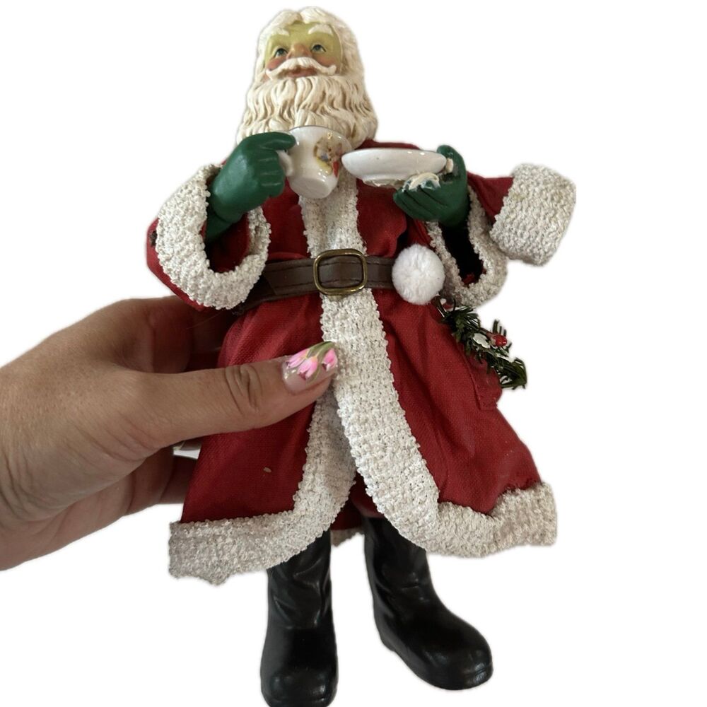 Vintage Clothtique By Possible Dreams Ltd 1997 Santa Drinking Tea Milk Figurine